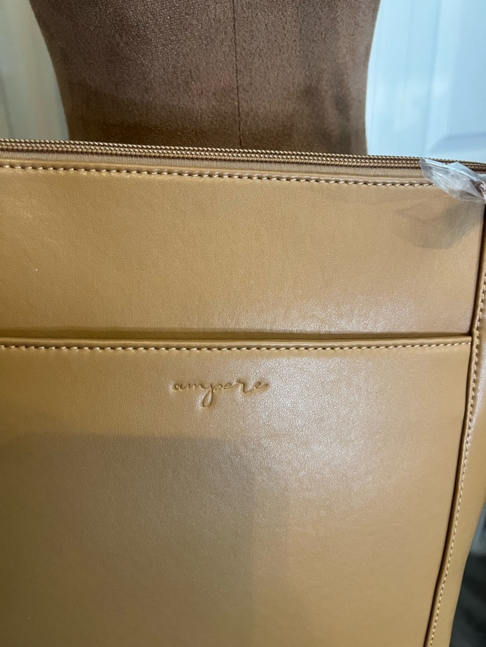 Ampere Creations NWT Tan Vegan Leather Shoulder crossbody Minimal Chic - Picture 3 of 14